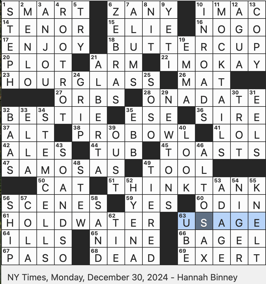 Rex Parker Does The NYT Crossword Puzzle Wish For A Romantic Pairing Between In Modern Parlance MON 12 30 24 Purple Yam Common In Filipino Cooking Flower That Reflects Yellow When