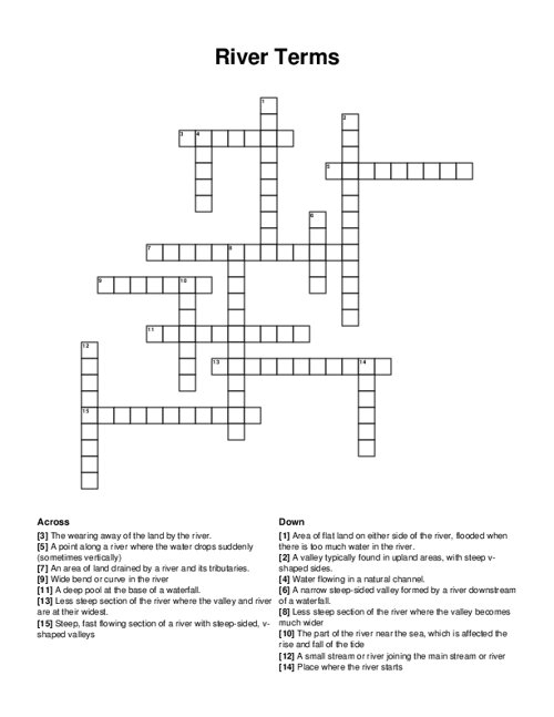 River Terms Crossword Puzzle River Terms Crossword Puzzle