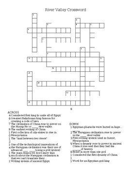 River Valleys Crossword Puzzle By Mister E World History TPT