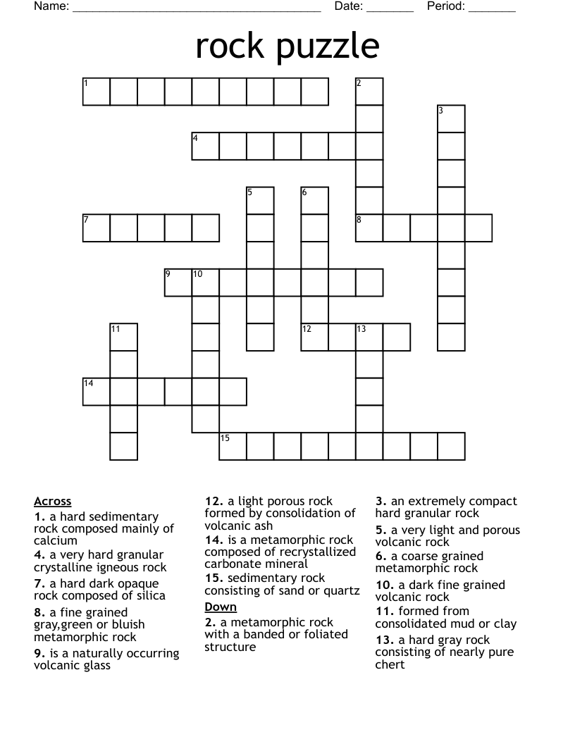 Rock Crossword WordMint