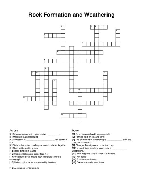 molten rock crossword puzzle