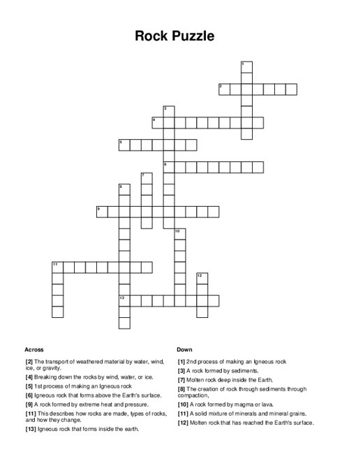 Rock Puzzle Crossword Puzzle