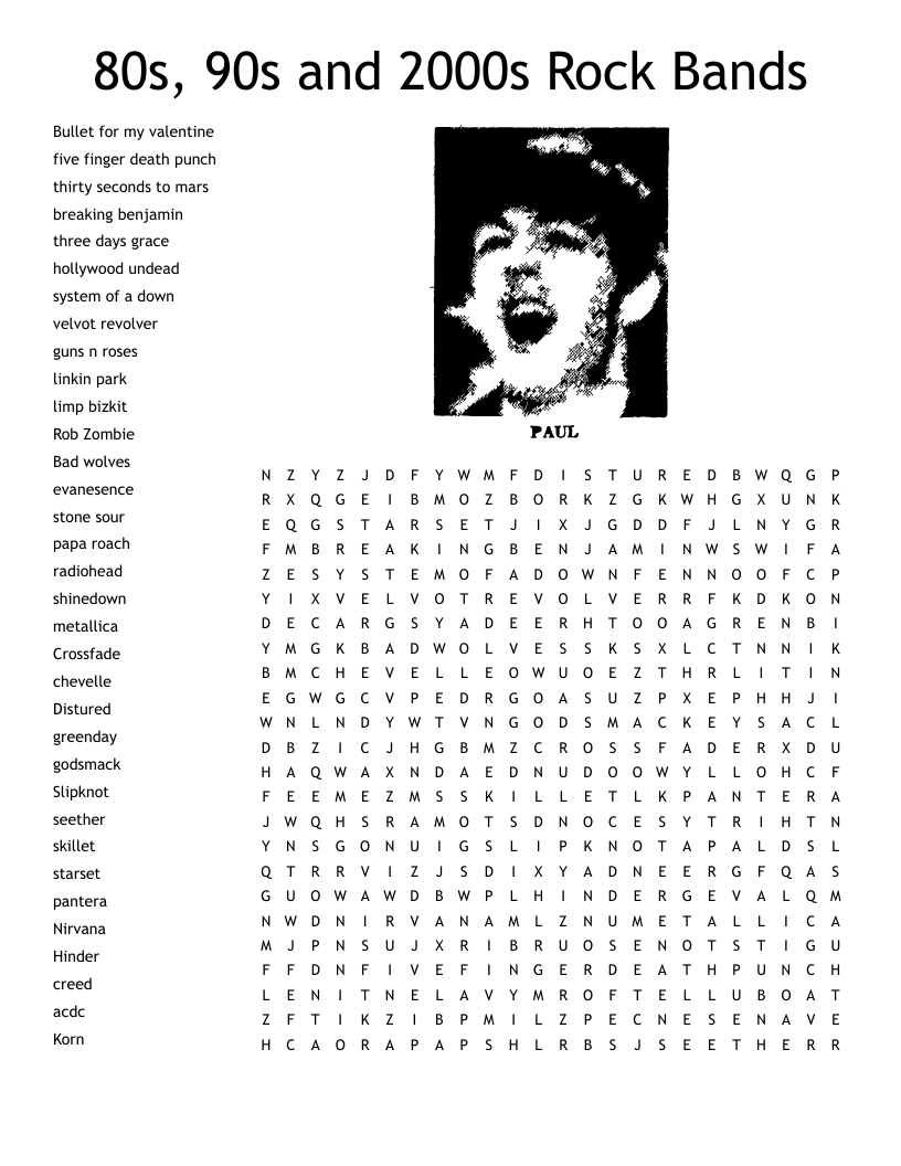Rock Songs Metal Bands Crossword WordMint Rock Songs Metal Bands Crossword WordMint