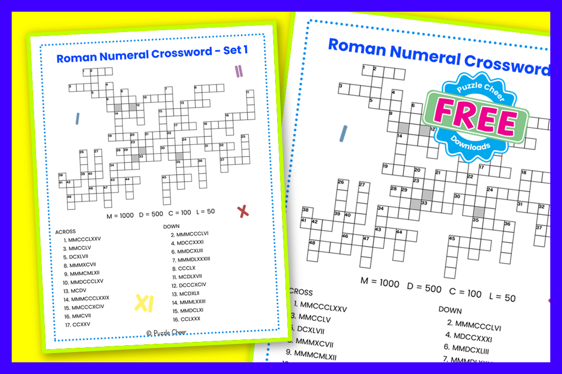 Roman Numeral Crossword Set 1 Puzzle Cheer