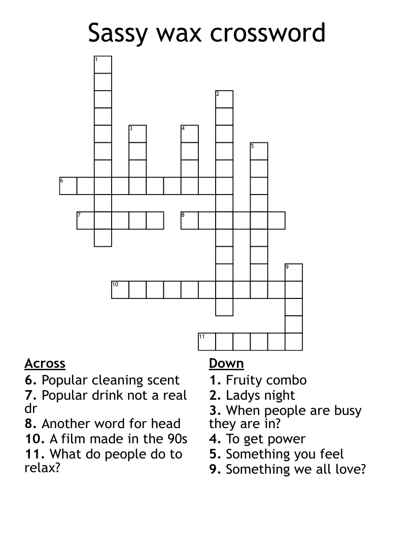 Sassy Wax Crossword WordMint