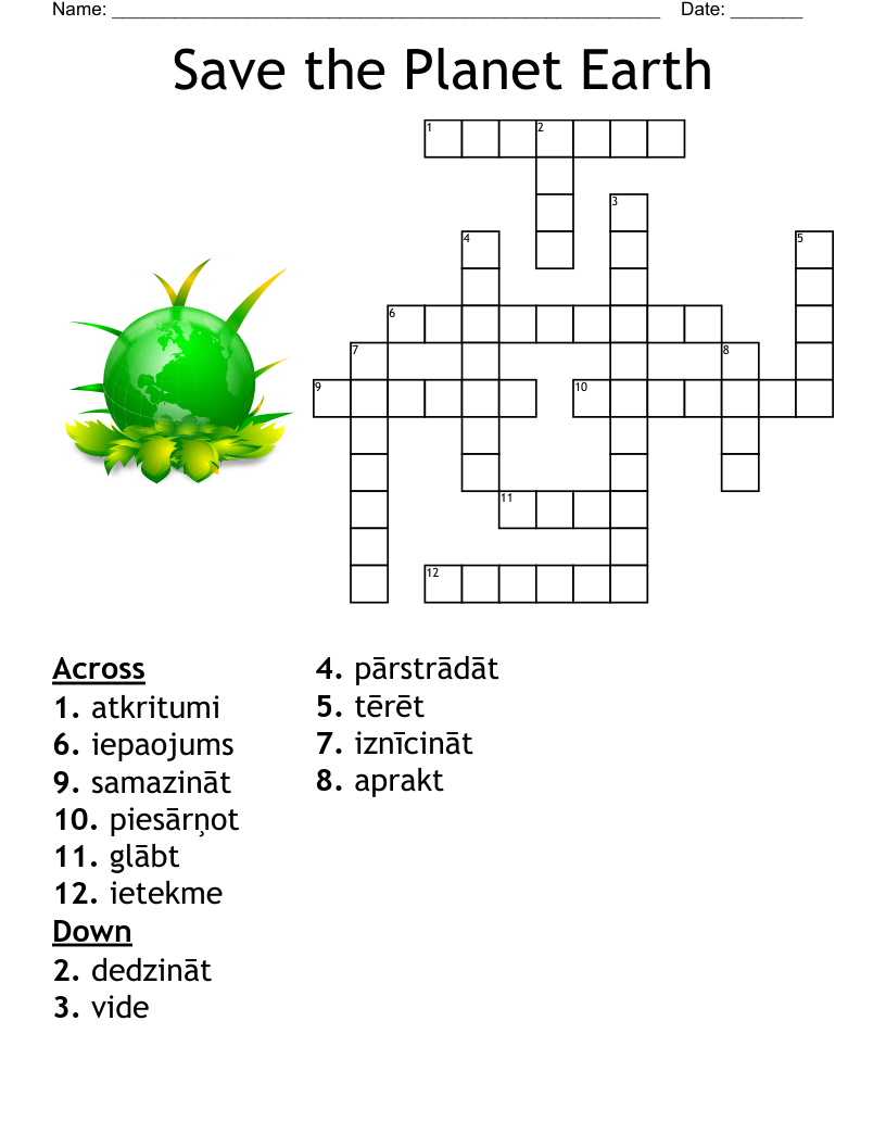 Save The Planet Earth Crossword WordMint