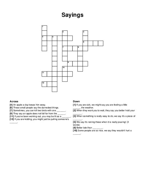 Sayings Crossword Puzzle