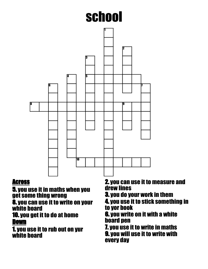 School Crossword WordMint School Crossword WordMint