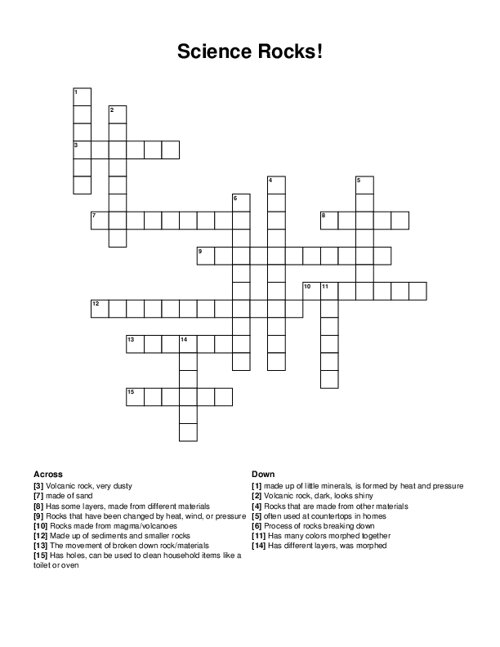Science Rocks Crossword Puzzle