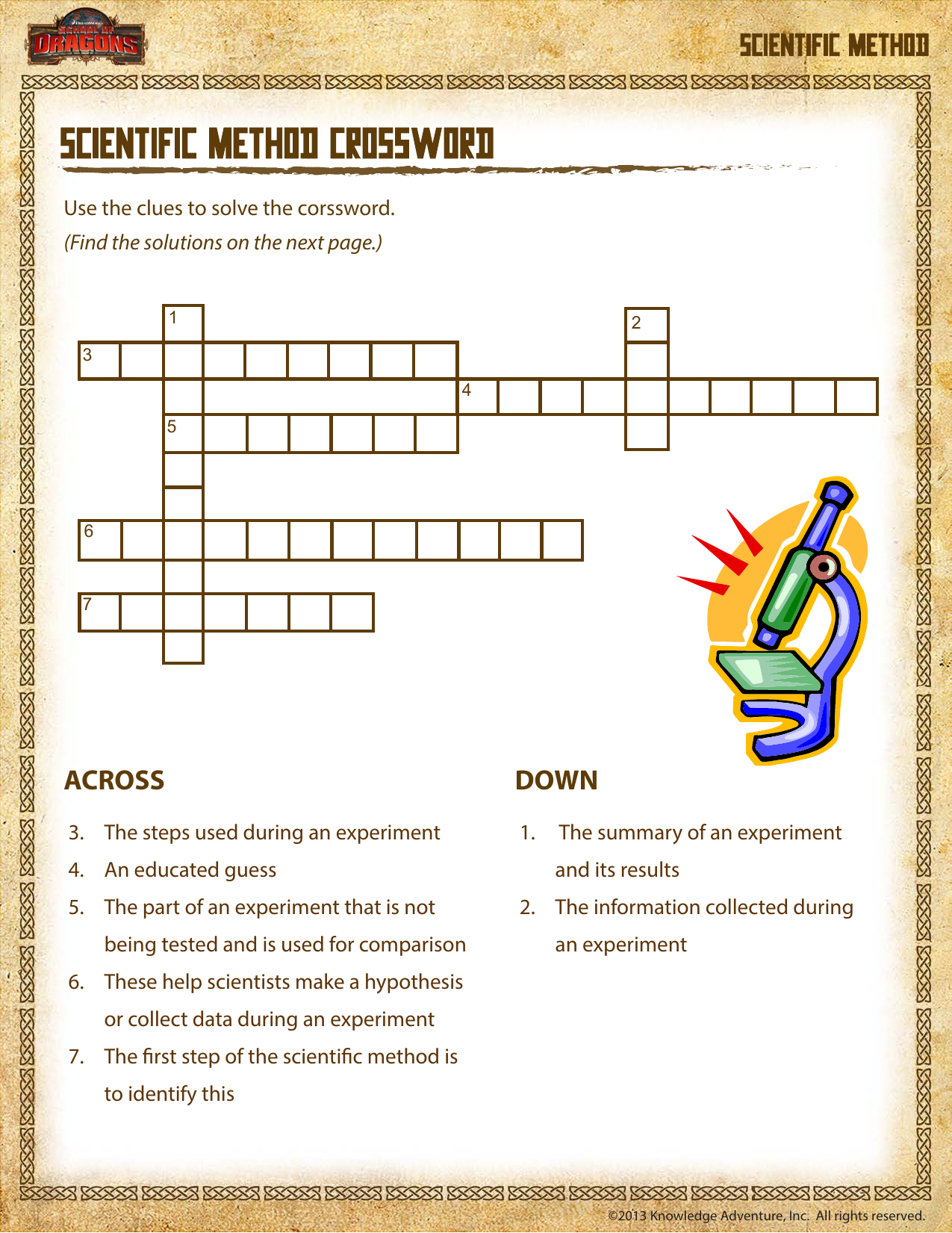 Scientific Method Crossword Puzzle Scientific Method Crossword Puzzle
