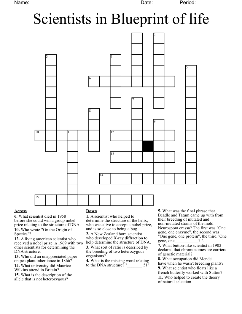 Scientists In Blueprint Of Life Crossword WordMint