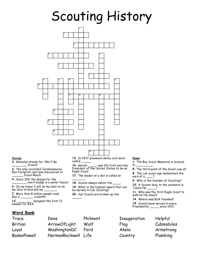 Scouting History Crossword WordMint
