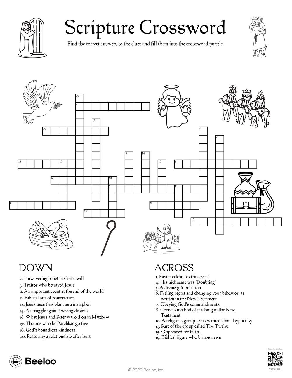 Scripture Crossword Beeloo Printable Crafts And Activities For Kids