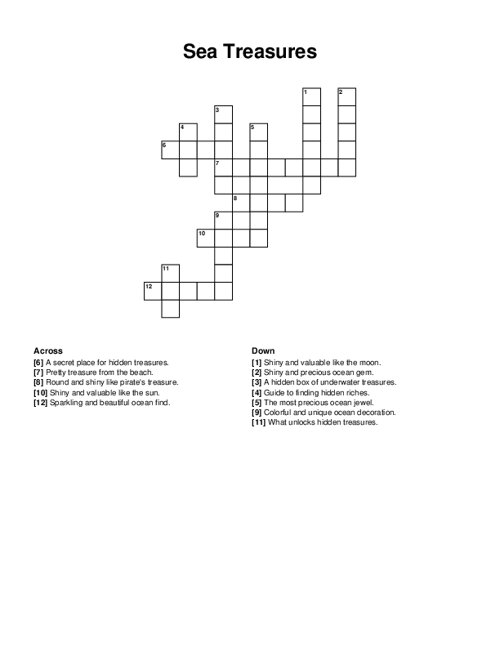 Sea Treasures Crossword Puzzle