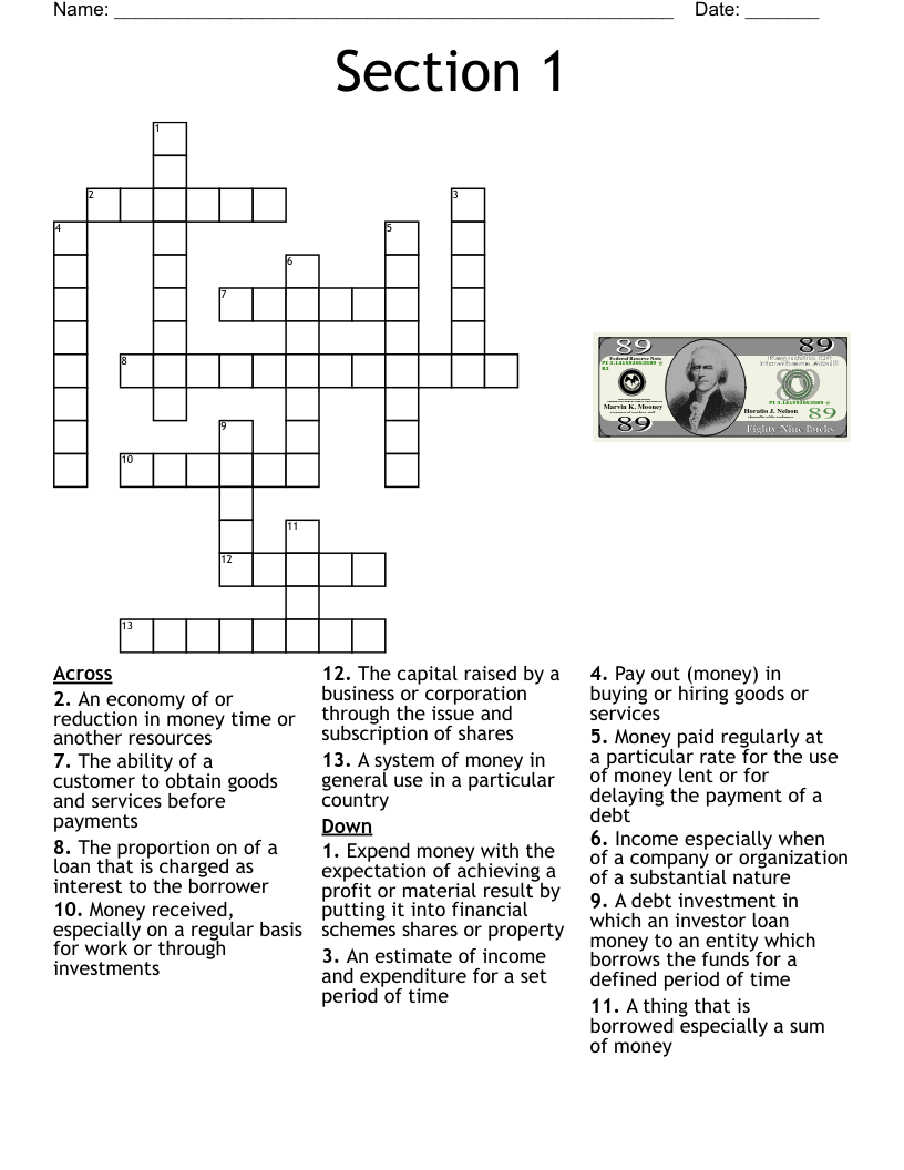 Section 1 Crossword WordMint Section 1 Crossword WordMint