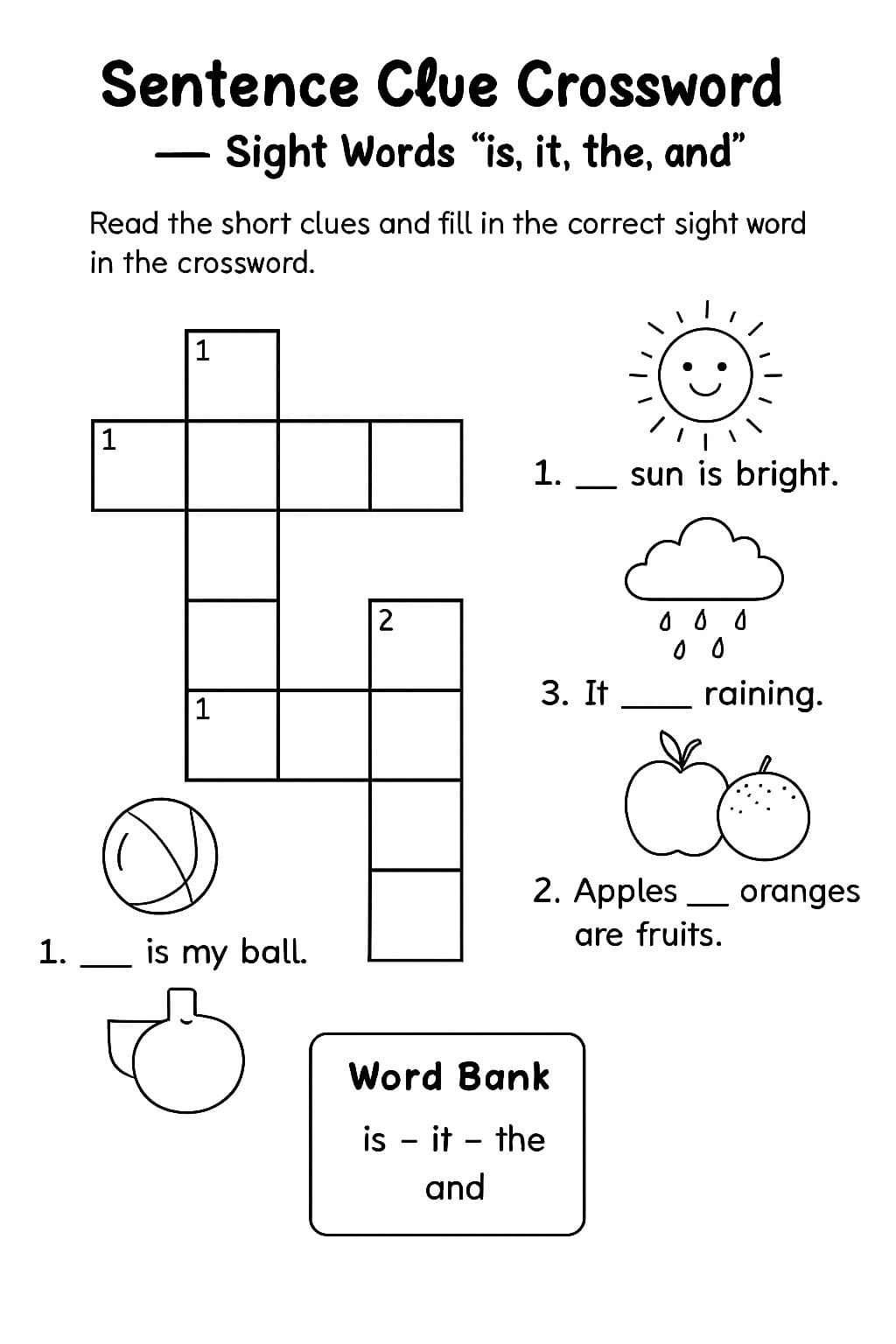 Sentence Clue Crossword Worksheet Download Print Now Sentence Clue Crossword Worksheet Download Print Now