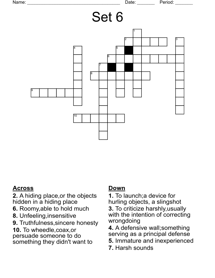 Set 6 Crossword WordMint Set 6 Crossword WordMint