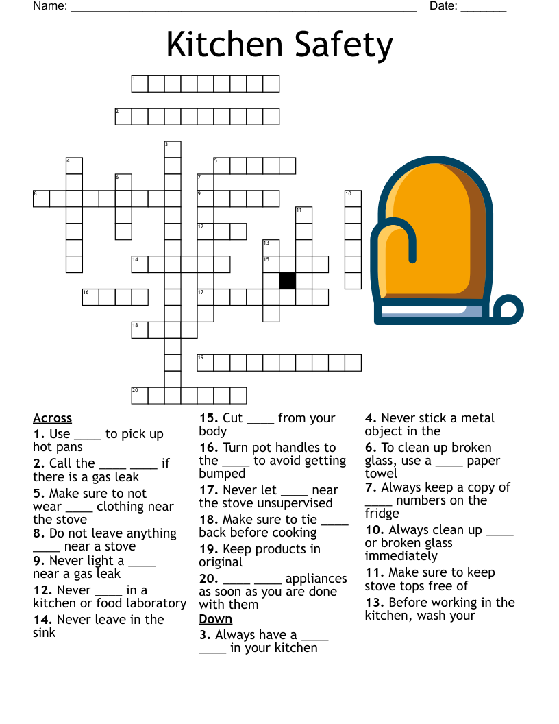 Seven Kitchen Hazards Crossword WordMint Seven Kitchen Hazards Crossword WordMint