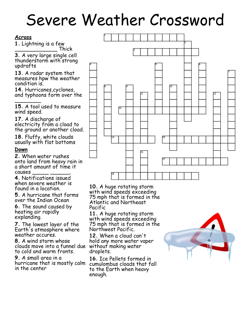 Severe Weather Crossword WordMint