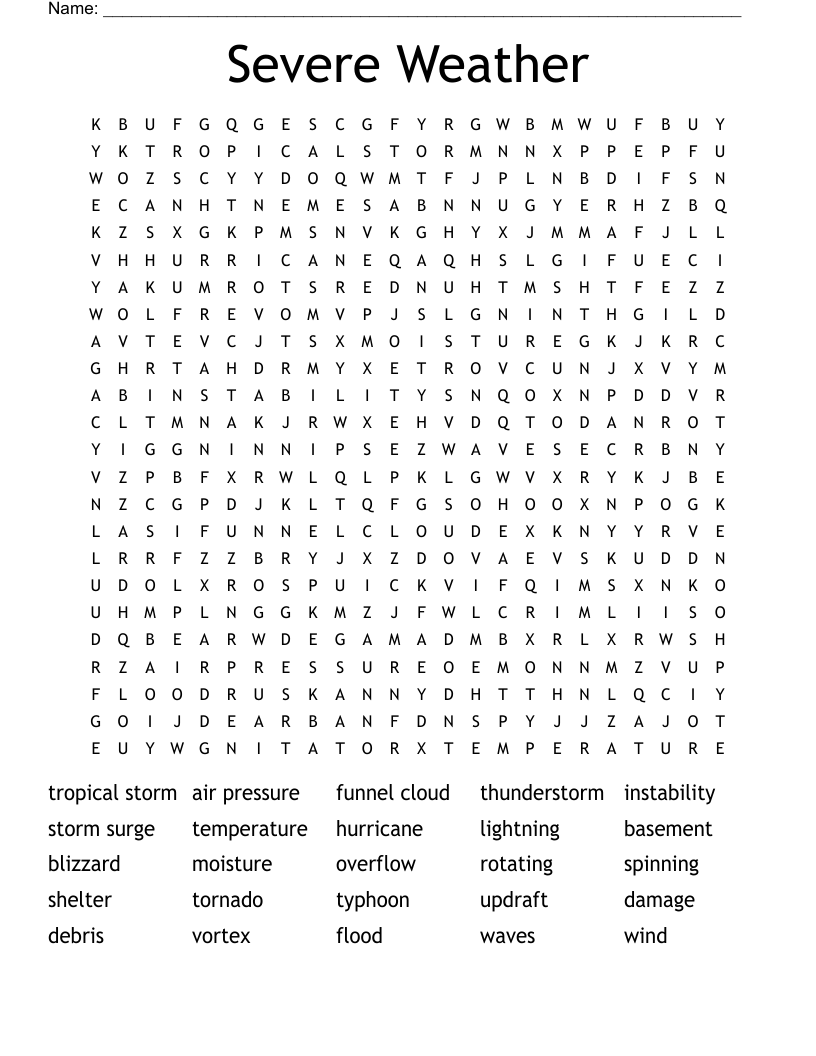 Severe Weather Word Search WordMint
