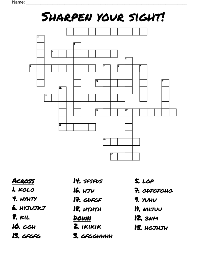 Sharpen Your Sight Crossword WordMint