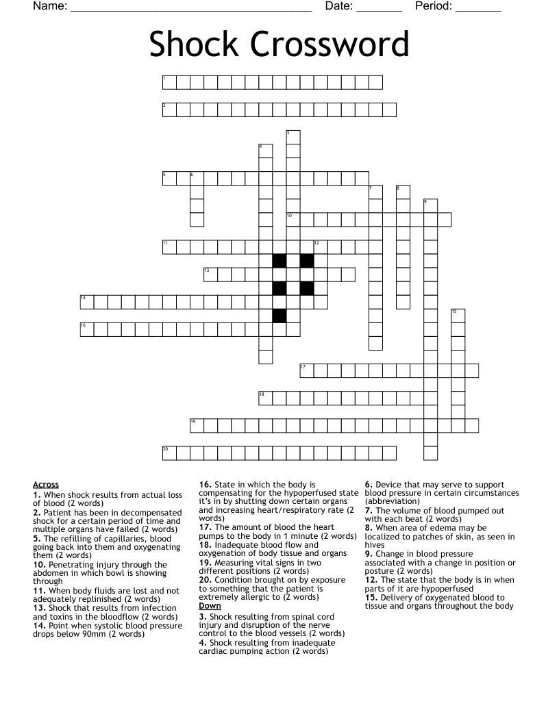 Shock Partner Crossword Puzzle Clue At Wendell Espinoza Blog