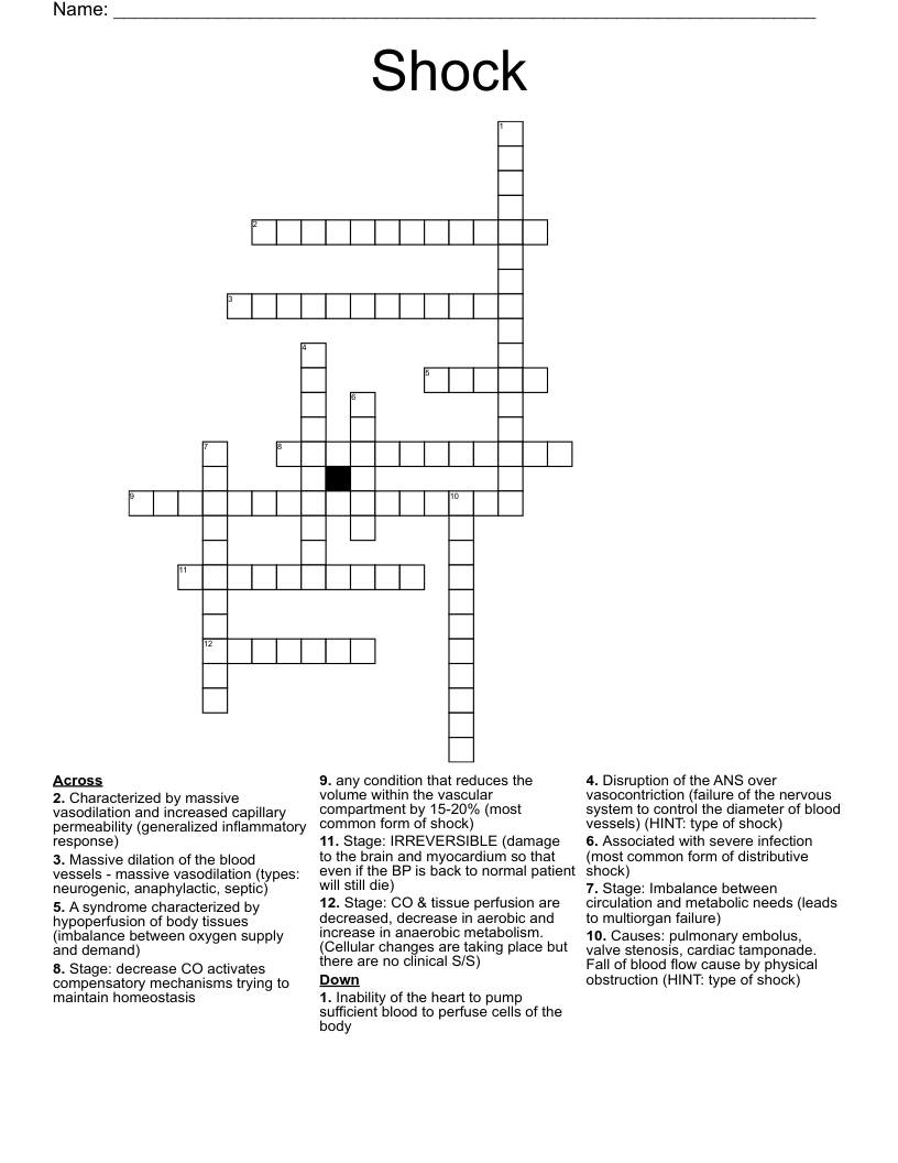 Shock Partner Crossword Puzzle Clue At Wendell Espinoza Blog