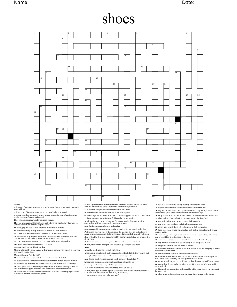 athletic shoe brand crossword clue