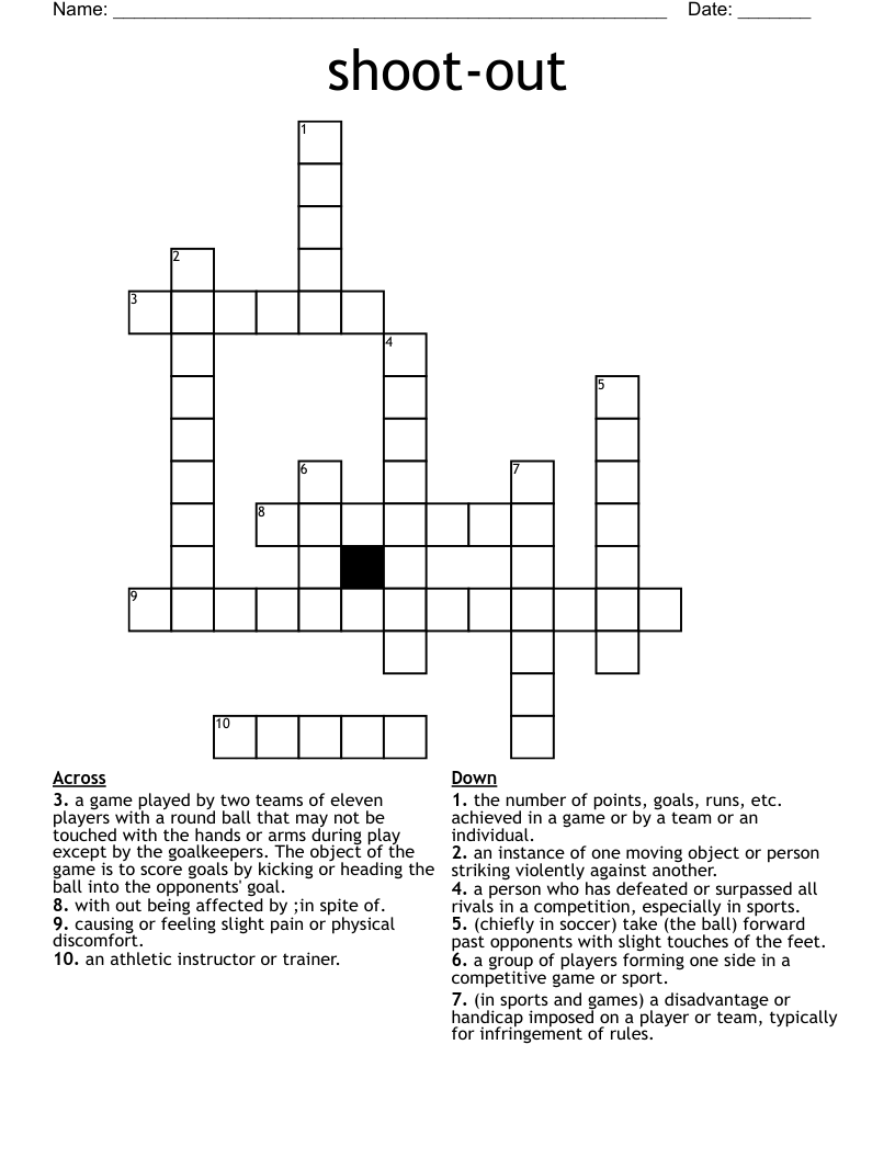 Shoot out Crossword WordMint