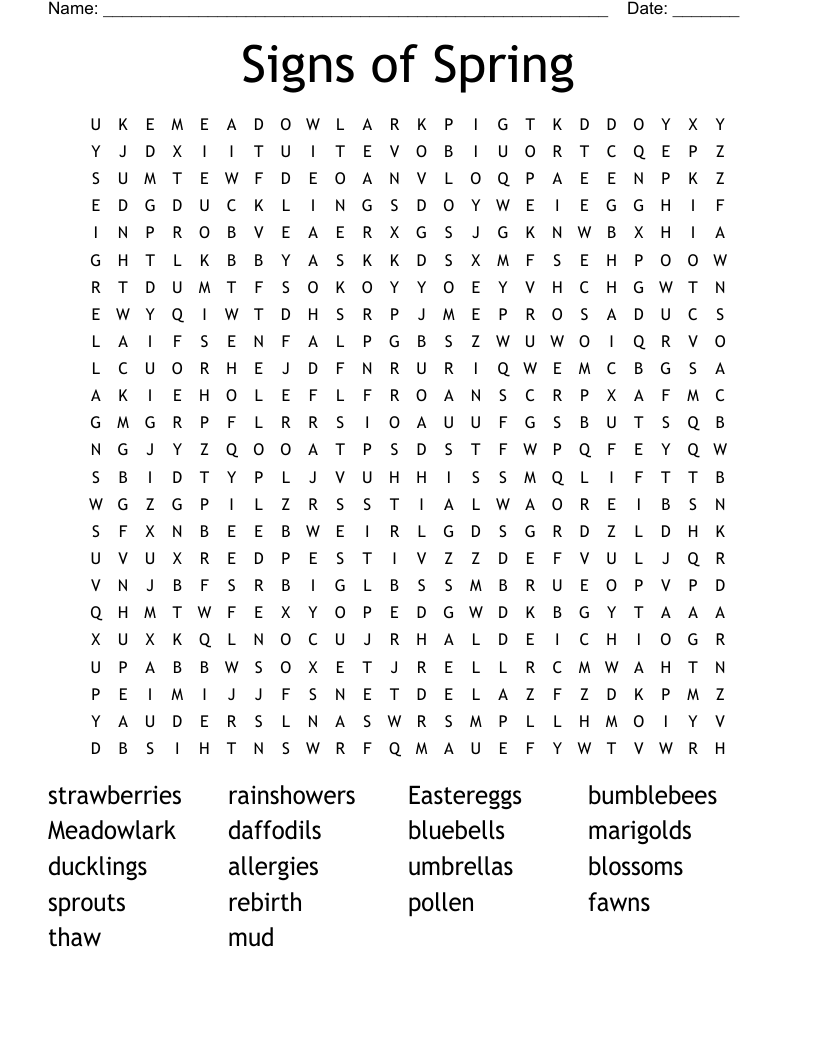 Signs Of Spring Word Search WordMint