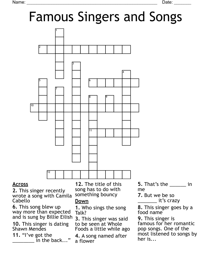 Singer Guthrie Crossword Puzzle Prntbl concejomunicipaldechinu gov co