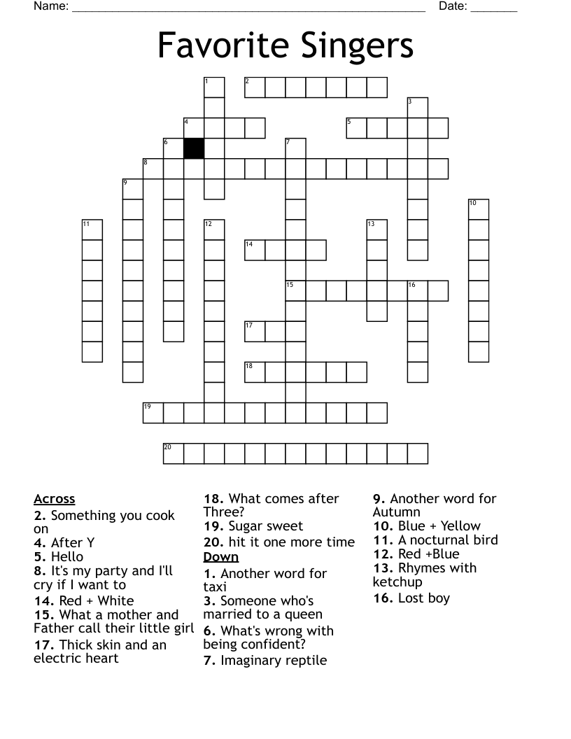 hello singer crossword puzzle clue