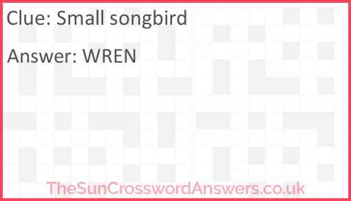 Small Songbird Crossword Clue TheSunCrosswordAnswers co uk