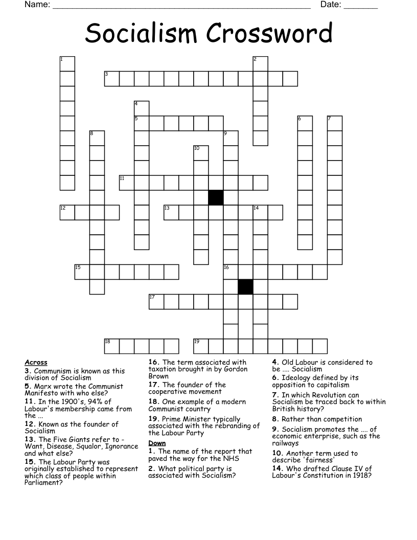 Socialism Crossword WordMint