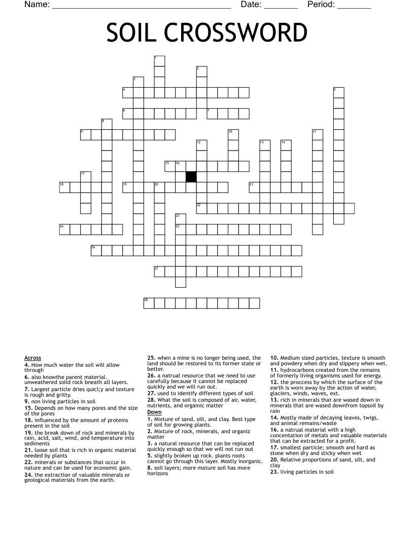 SOIL CROSSWORD WordMint SOIL CROSSWORD WordMint