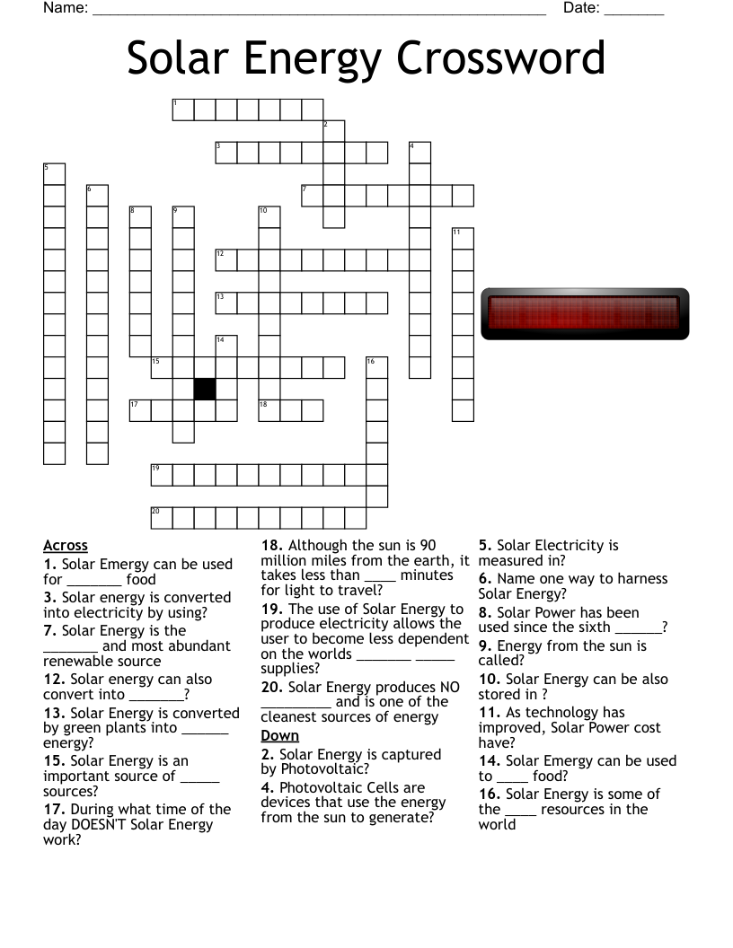 Solar Energy Crossword WordMint