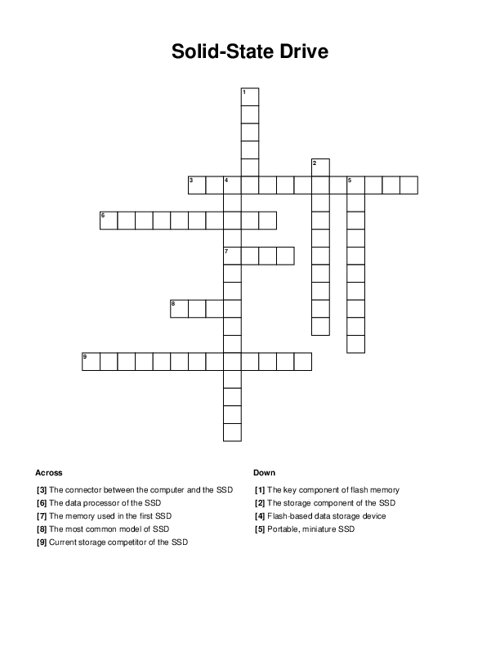 Solid State Drive Crossword Puzzle