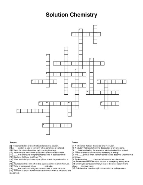 chemistry crossword puzzle chemistry crossword puzzle