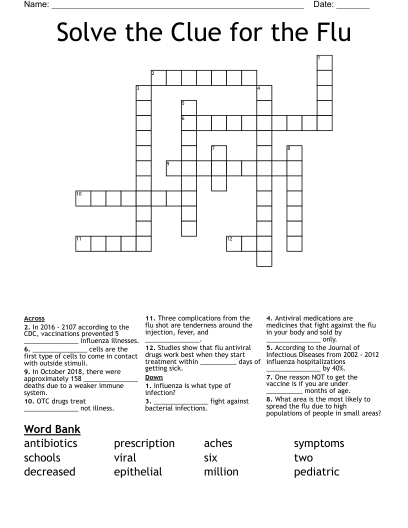 Solve The Clue For The Flu Crossword WordMint Solve The Clue For The Flu Crossword WordMint