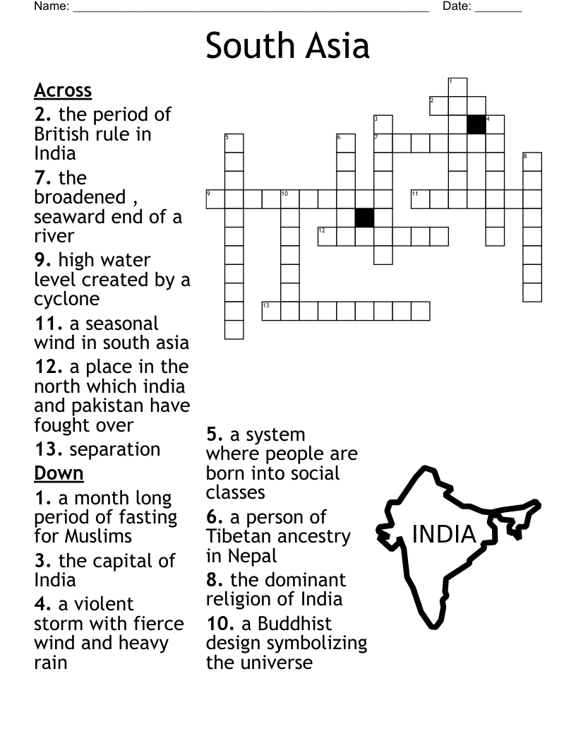 South Asia Crossword WordMint South Asia Crossword WordMint
