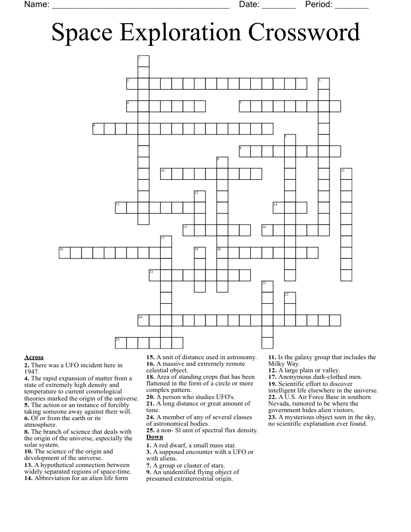 Space Exploration Crossword WordMint