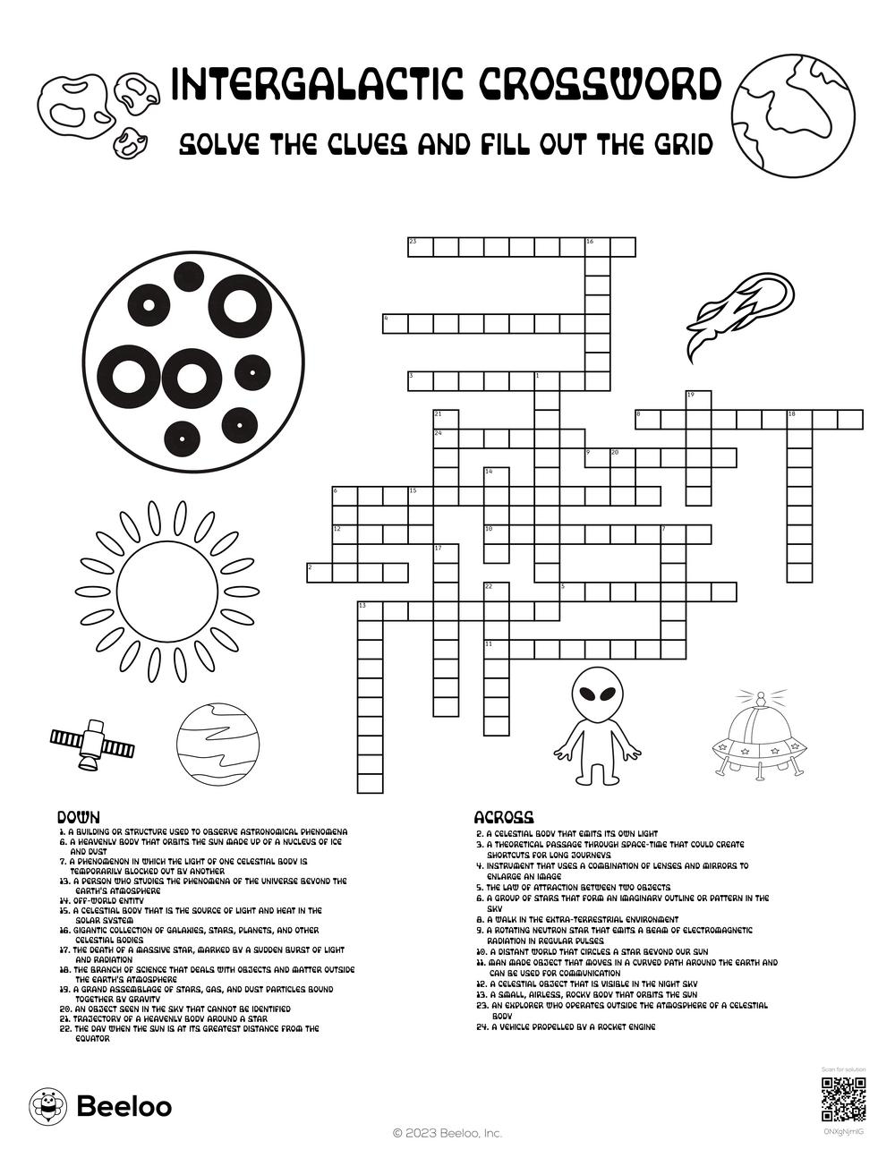 Space themed Crossword Puzzles Beeloo Printable Crafts And Activities For Kids
