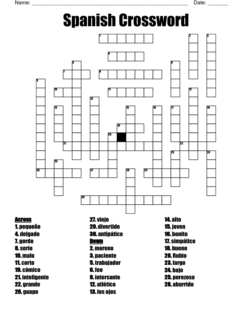 Spanish 2 Crossword WordMint