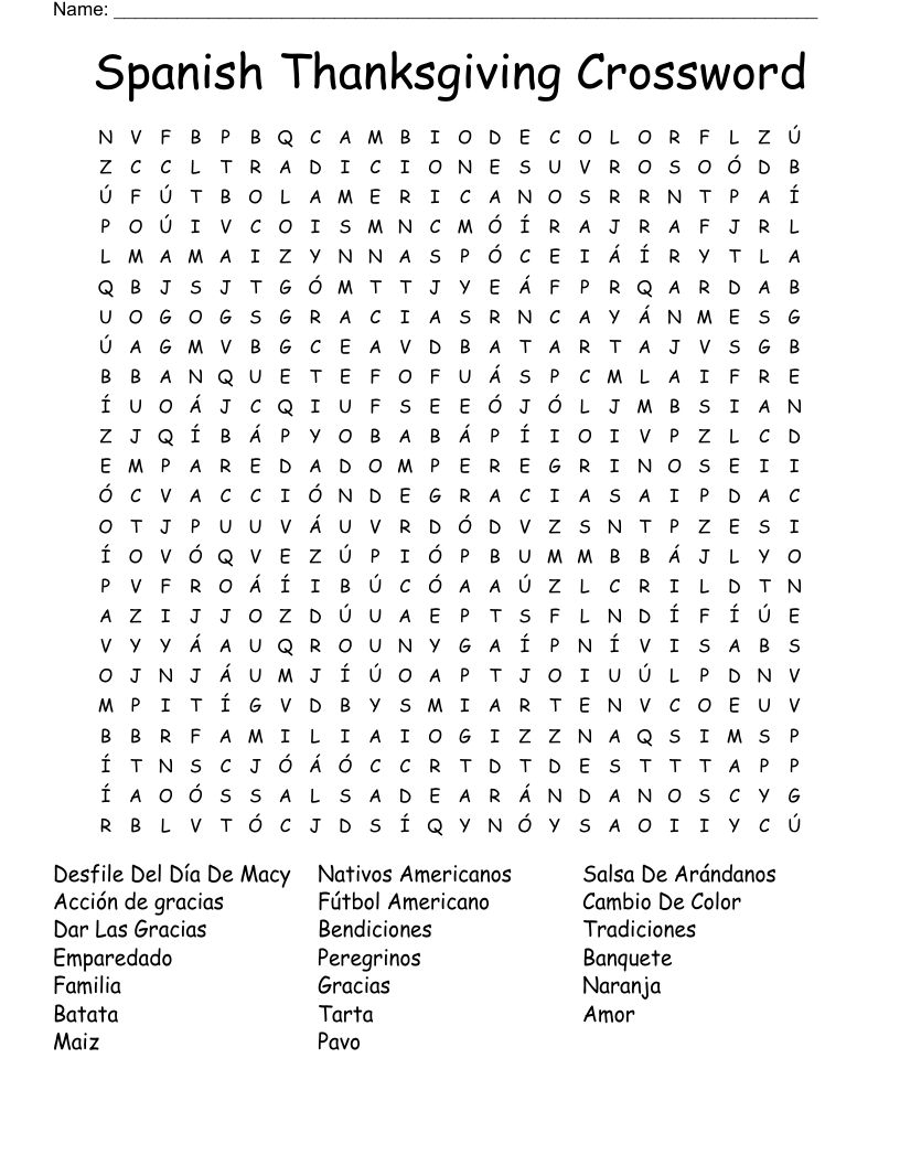 Spanish Thanksgiving Crossword Puzzle Answers Sally Crossword Puzzles Spanish Thanksgiving Crossword Puzzle Answers Sally Crossword Puzzles