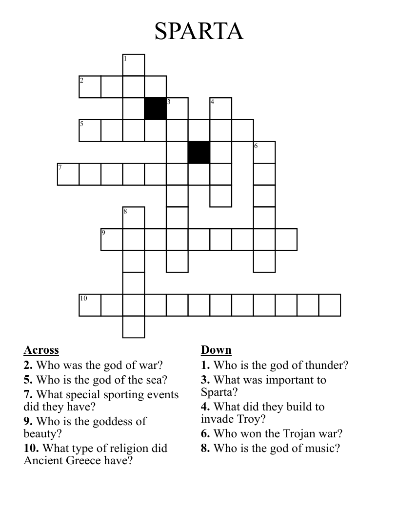 SPARTA Crossword WordMint SPARTA Crossword WordMint