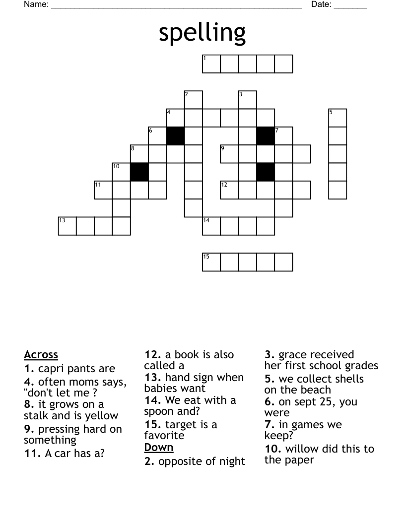 Spelling Crossword WordMint