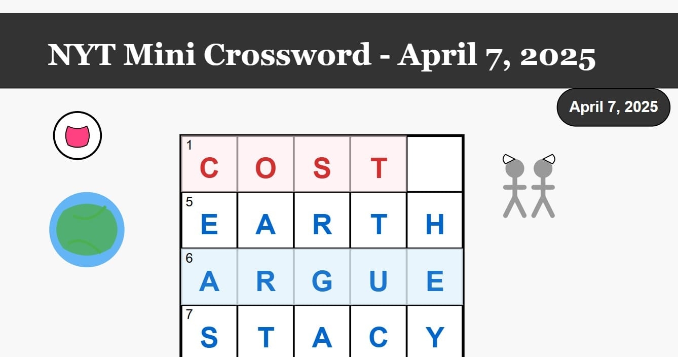 Spider Verse Meets Earth NYT Mini Crossword Solutions April 7 2025 Spider Verse Meets Earth NYT Mini Crossword Solutions April 7 2025