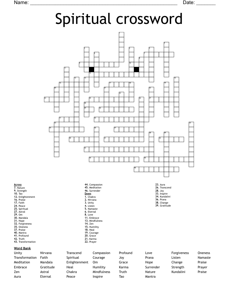 Spiritual Crossword WordMint