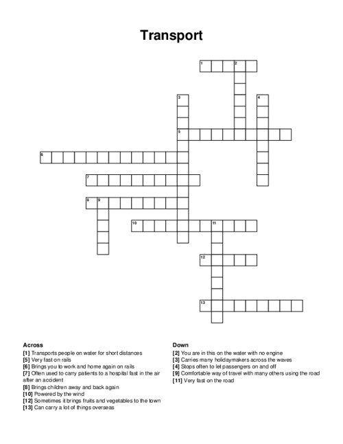Sport Vehicles Crossword Puzzle Clue At Patricia Bartholomew Blog
