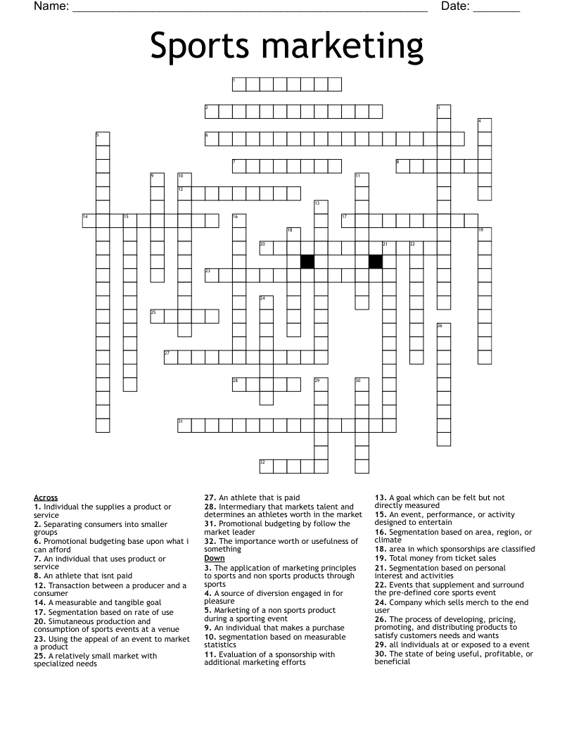 Sports And Entertainment Marketing Crossword WordMint Sports And Entertainment Marketing Crossword WordMint